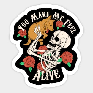 Dog Lover Roses with Skeleton Sticker